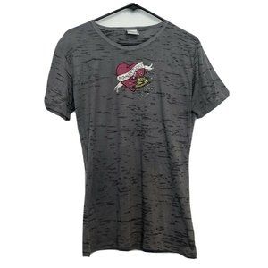 Camp David Gray Tiger Stripe Sheer Anaheim Ducks Hockey Fan Shirt Women’s XL